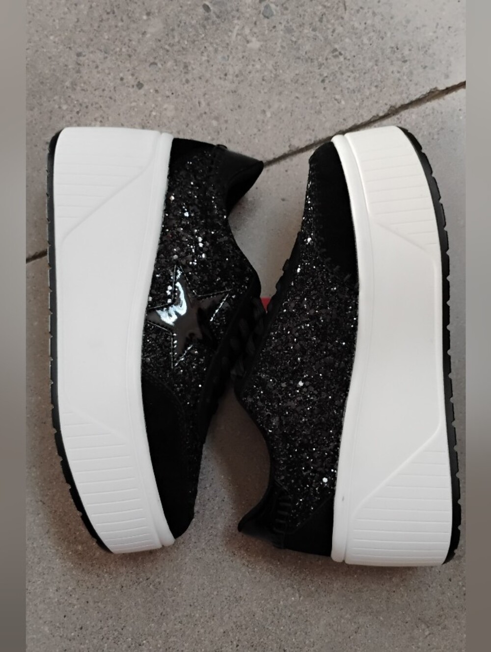 Lucky Step Black Glitter Platform Sneakers for Women - Picture 13 of 13